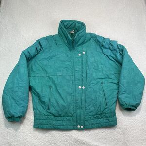 Rodeo Shell Jacket Ski Coat Teal Size 44 Vintage 80s 90s C&A Zip Windbreaker